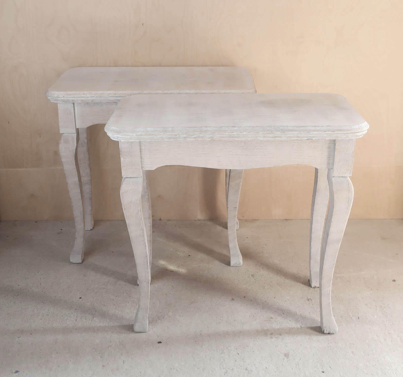 Pair of Small Gustavian Style Antique Limed Oak Console or Bedside Tables 7
