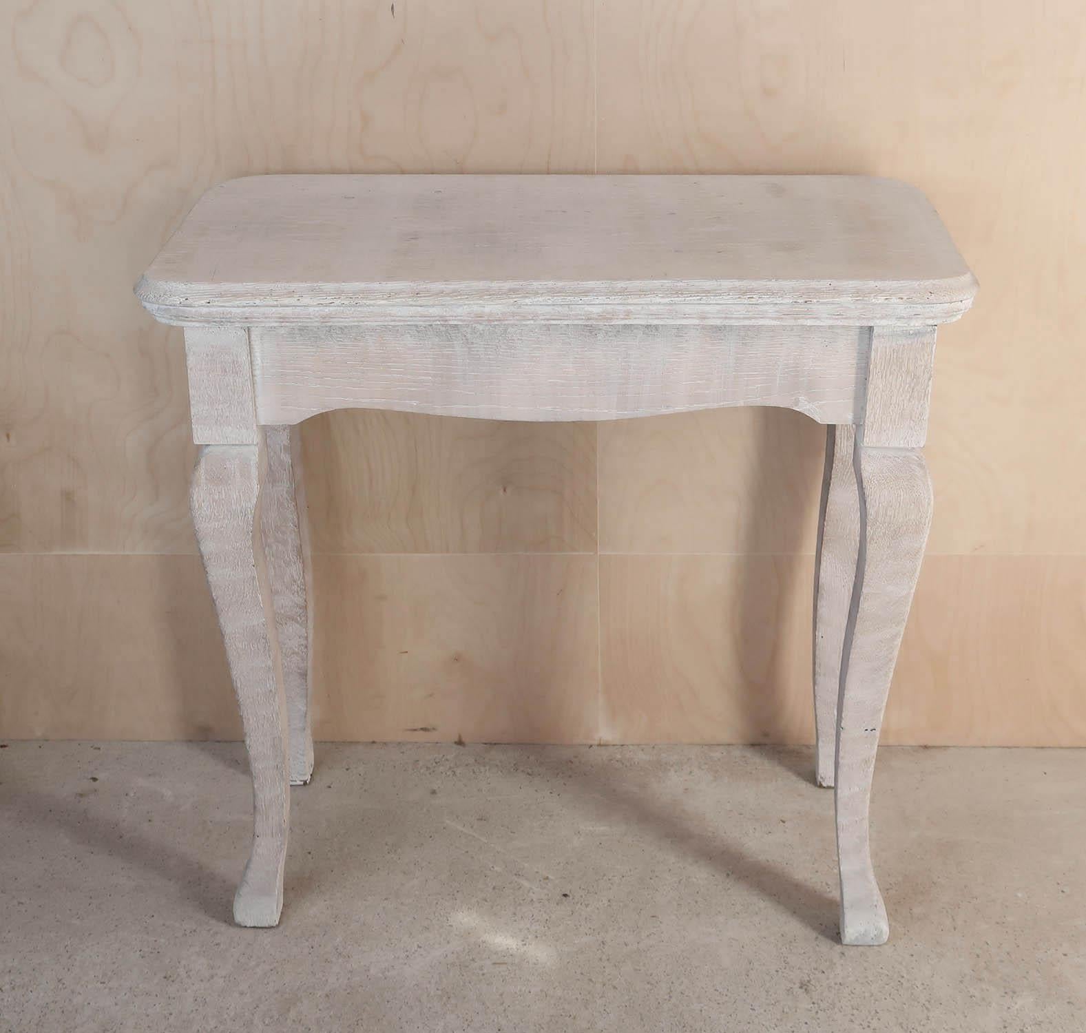 English Pair of Small Gustavian Style Antique Limed Oak Console or Bedside Tables