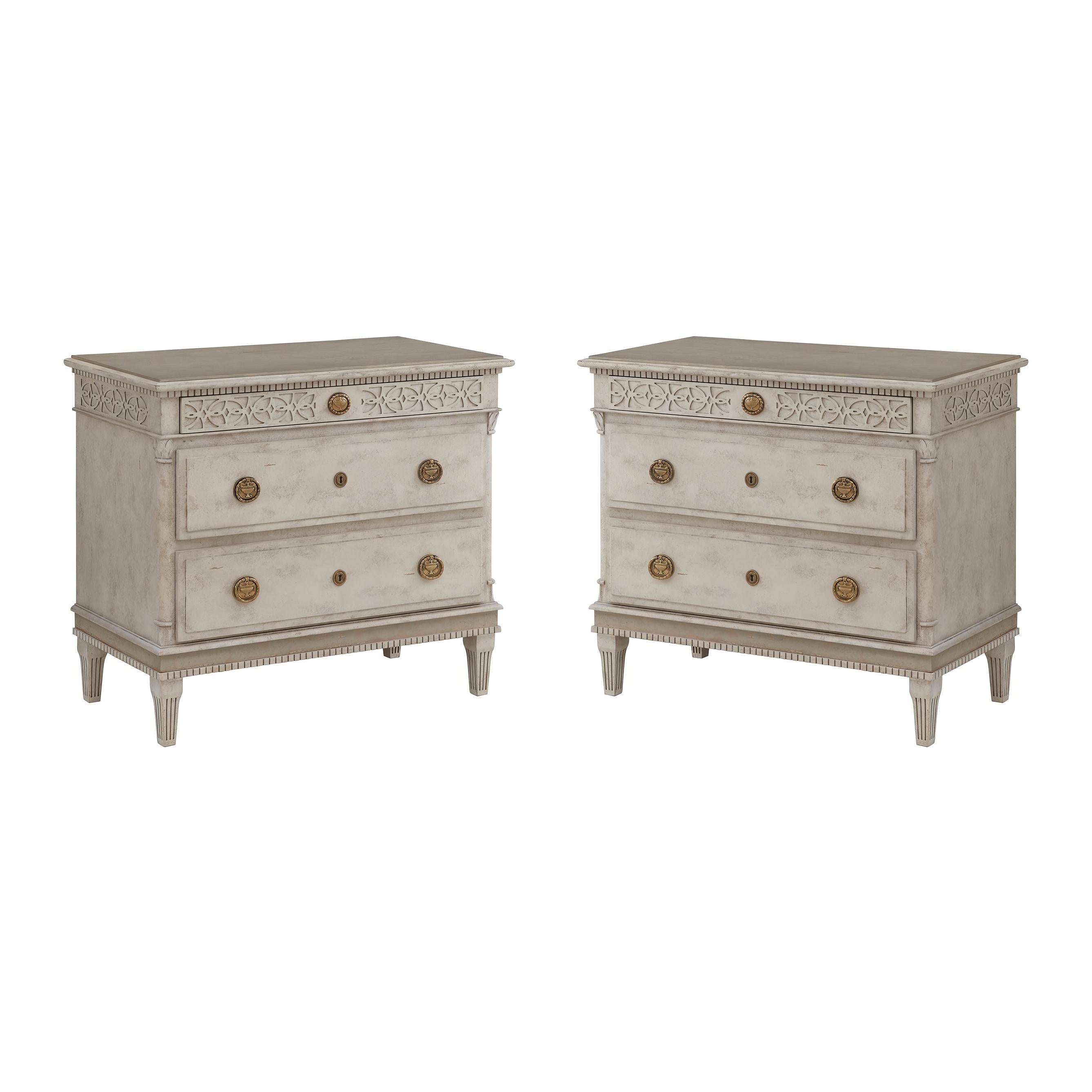 Pair of Small Gustavian Style Bedside Chests