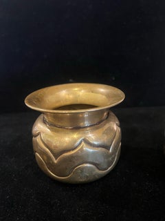 Pair of Small Hand Hammered Decorative Brass Vases , Urns 1970's Mexico