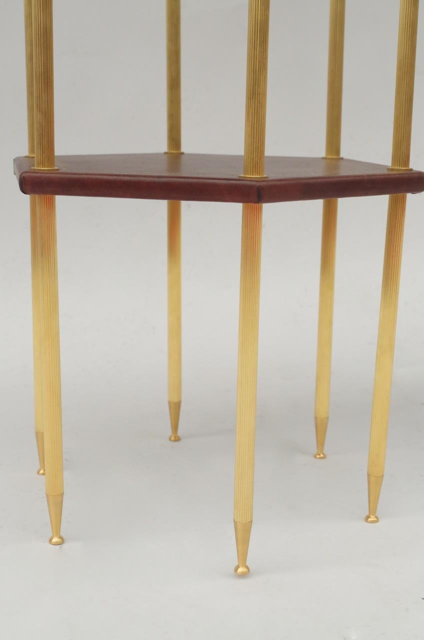 Gilt Pair of Small Hexagonal Side Tables, Contemporary work