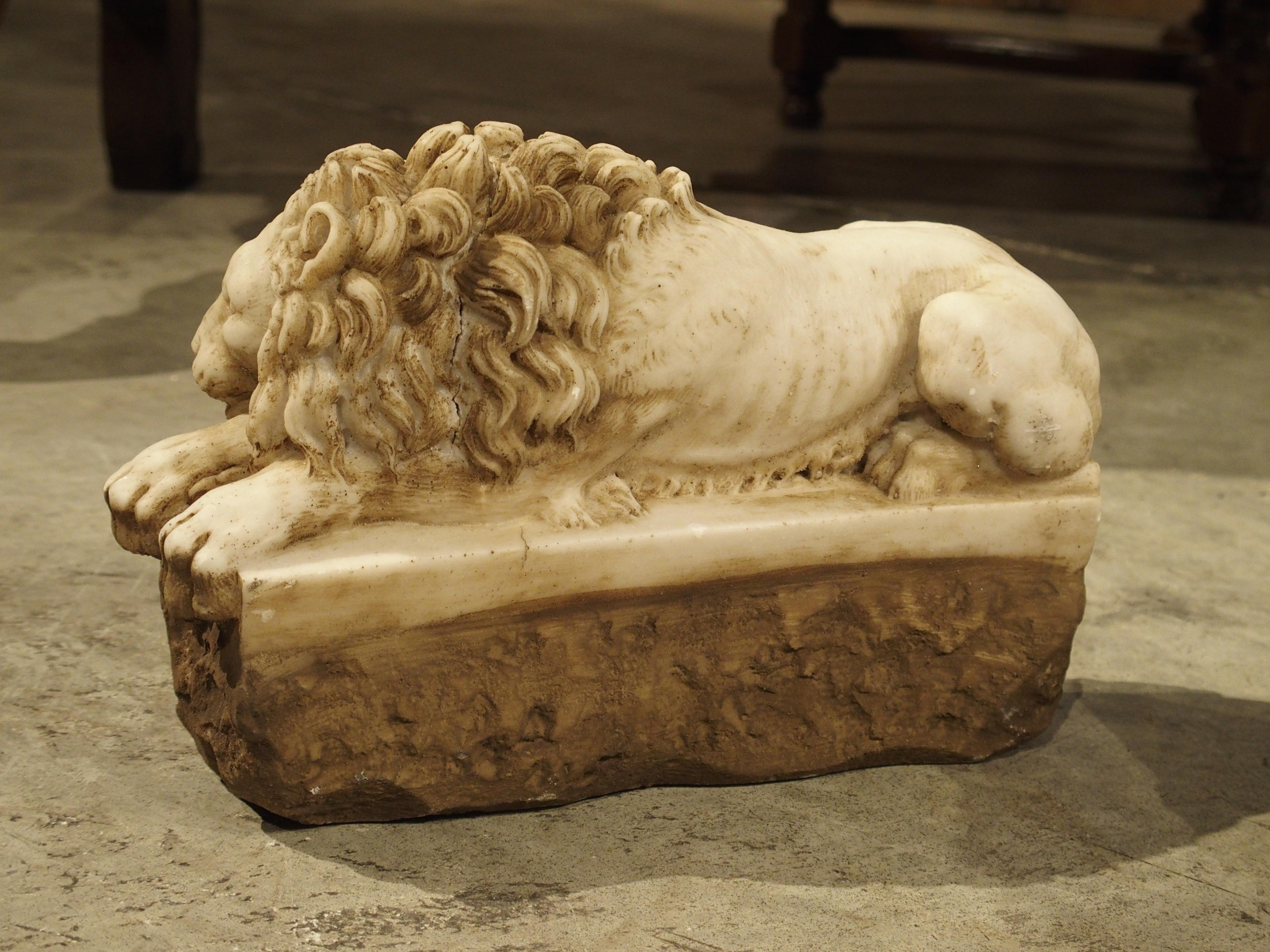 Pair of Small Italian Carved Lions, The Sleeping and The Vigilant 4