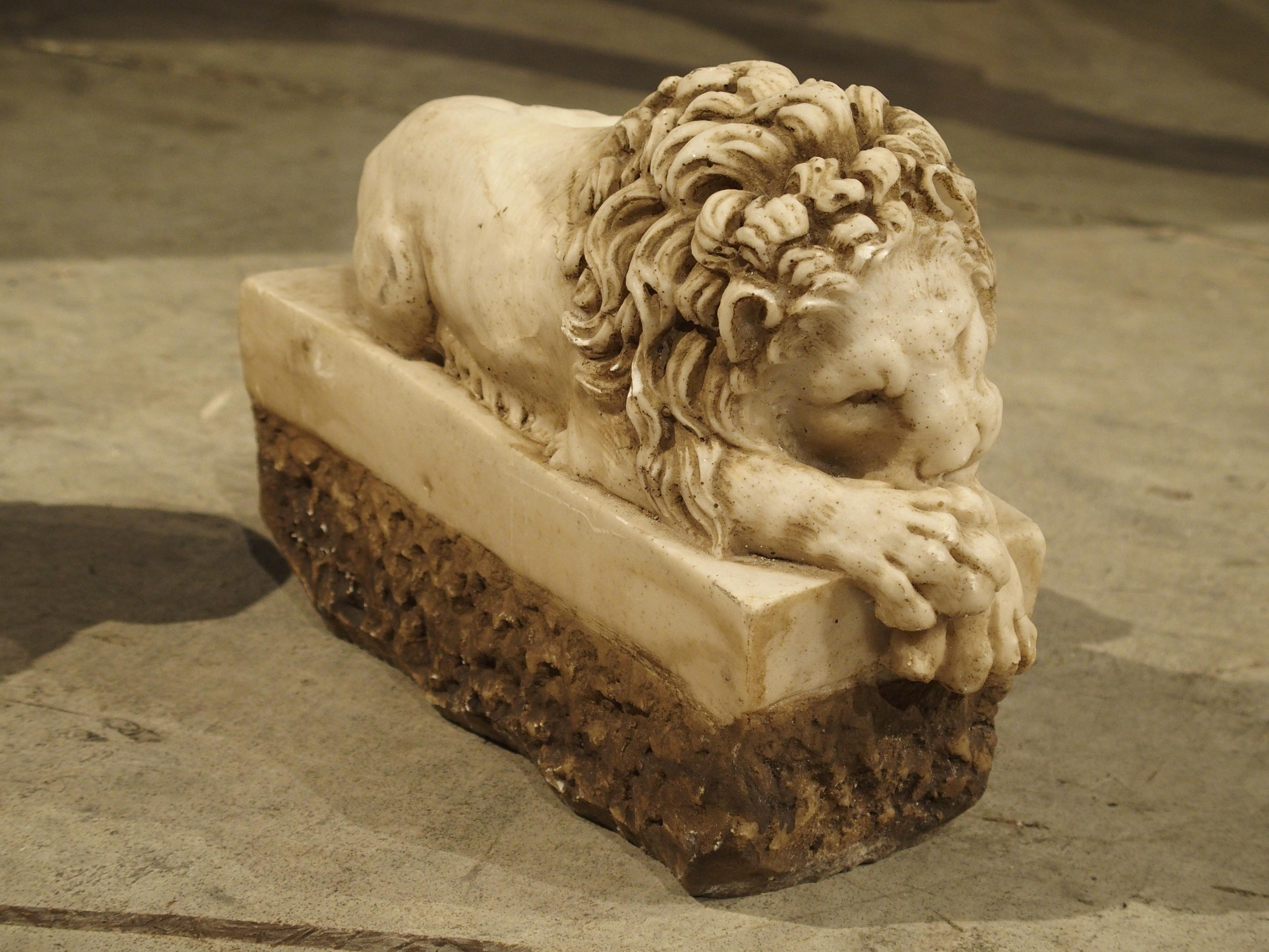Pair of Small Italian Carved Lions, The Sleeping and The Vigilant 5