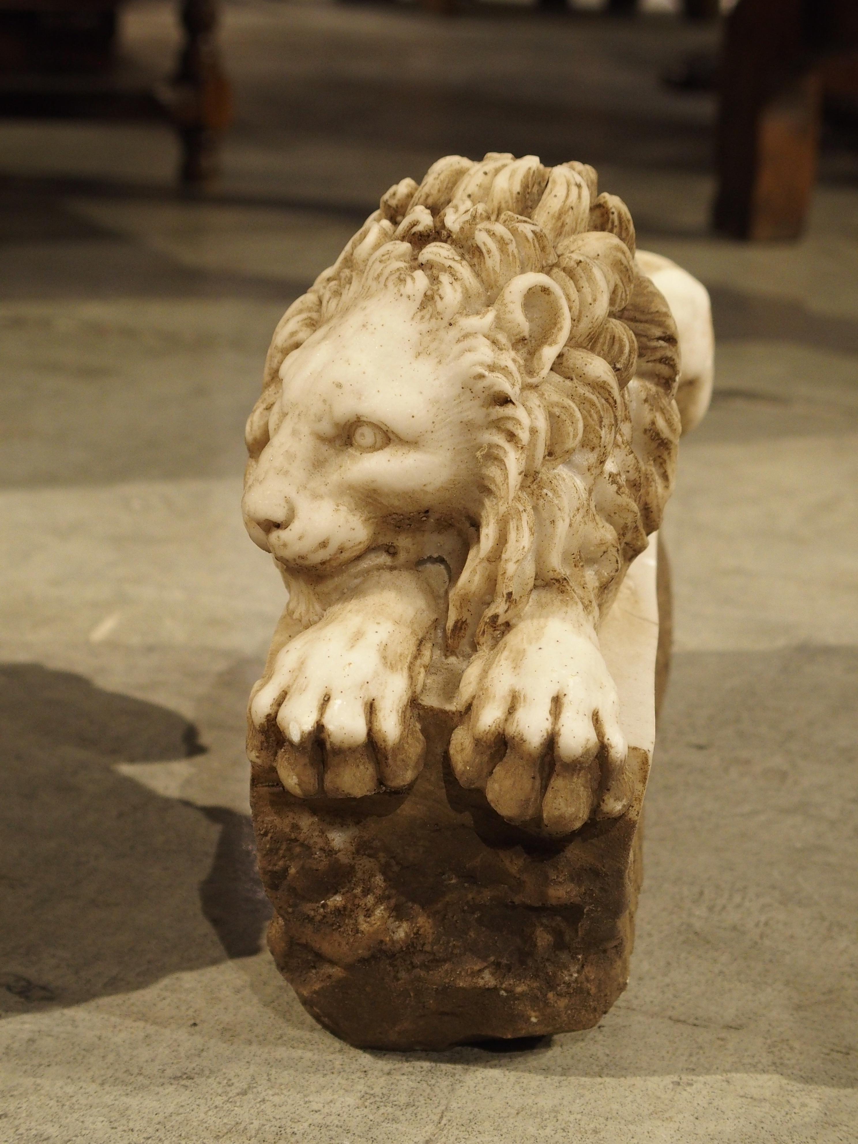 Pair of Small Italian Carved Lions, The Sleeping and The Vigilant 2