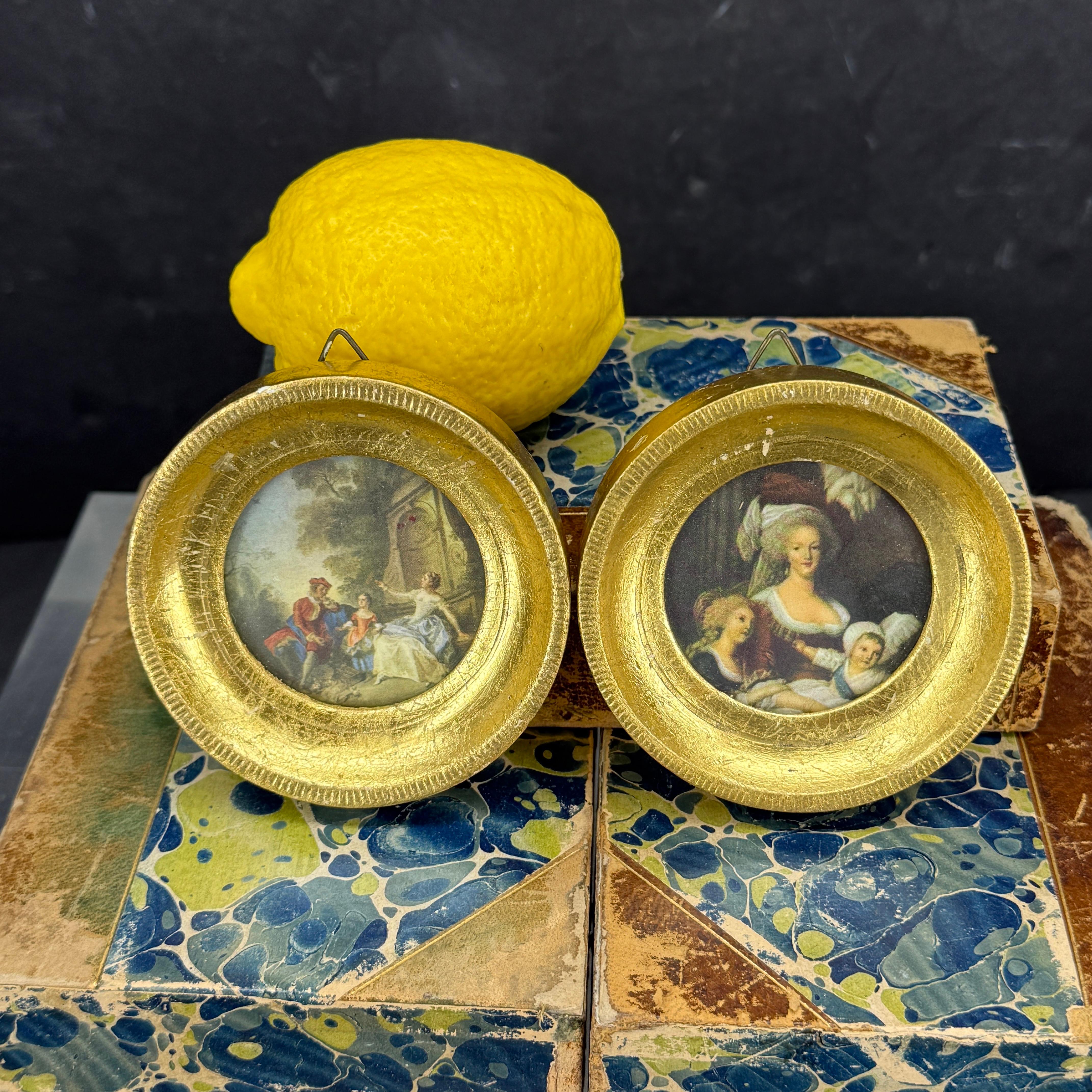 Great pair of mini Florentine frames from Italy. Can be used in a grouping or stand alone with the photos inside or replaced holding your own photos. 
