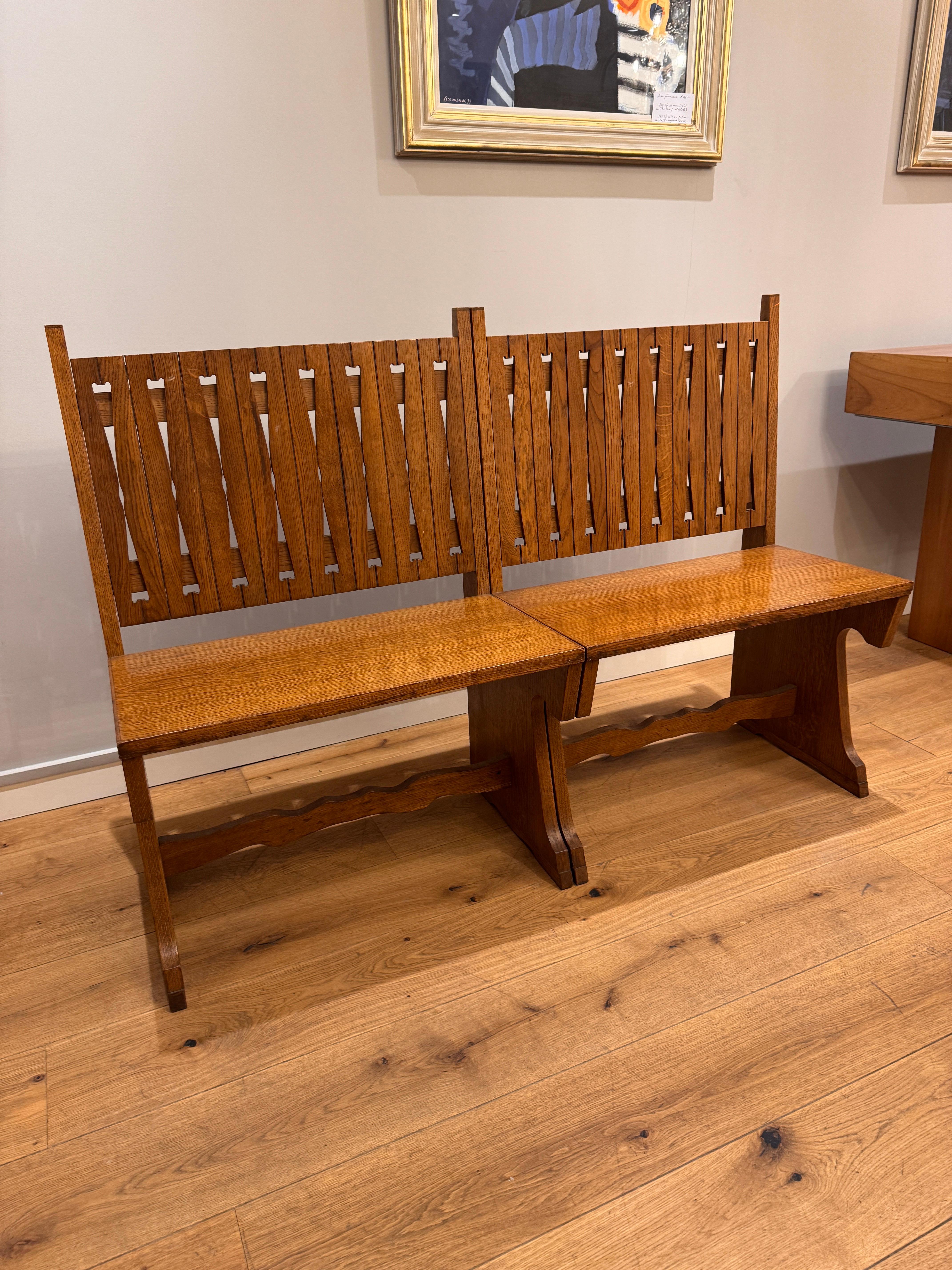 Pair of small Italian oak hallway benches For Sale 3