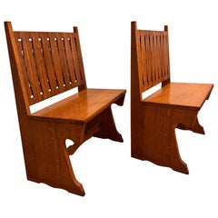 Pair of small Italian oak hallway benches