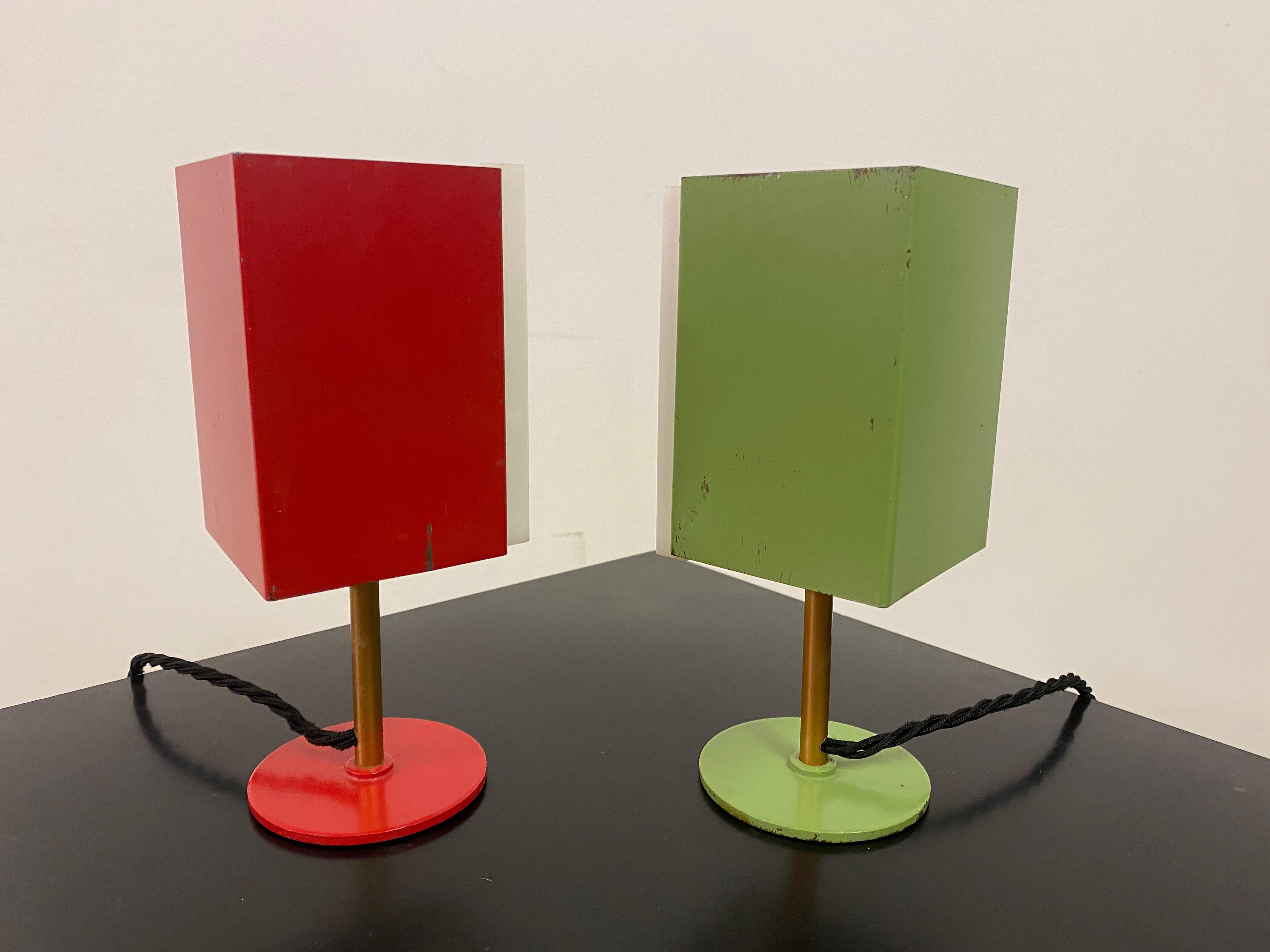 Pair Of Small Italian Perspex And Metal Table Lamps For Sale 6