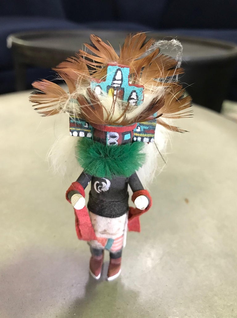 Pair of Small Kachina Dolls Hand Carved Decorated Signed by Artist For