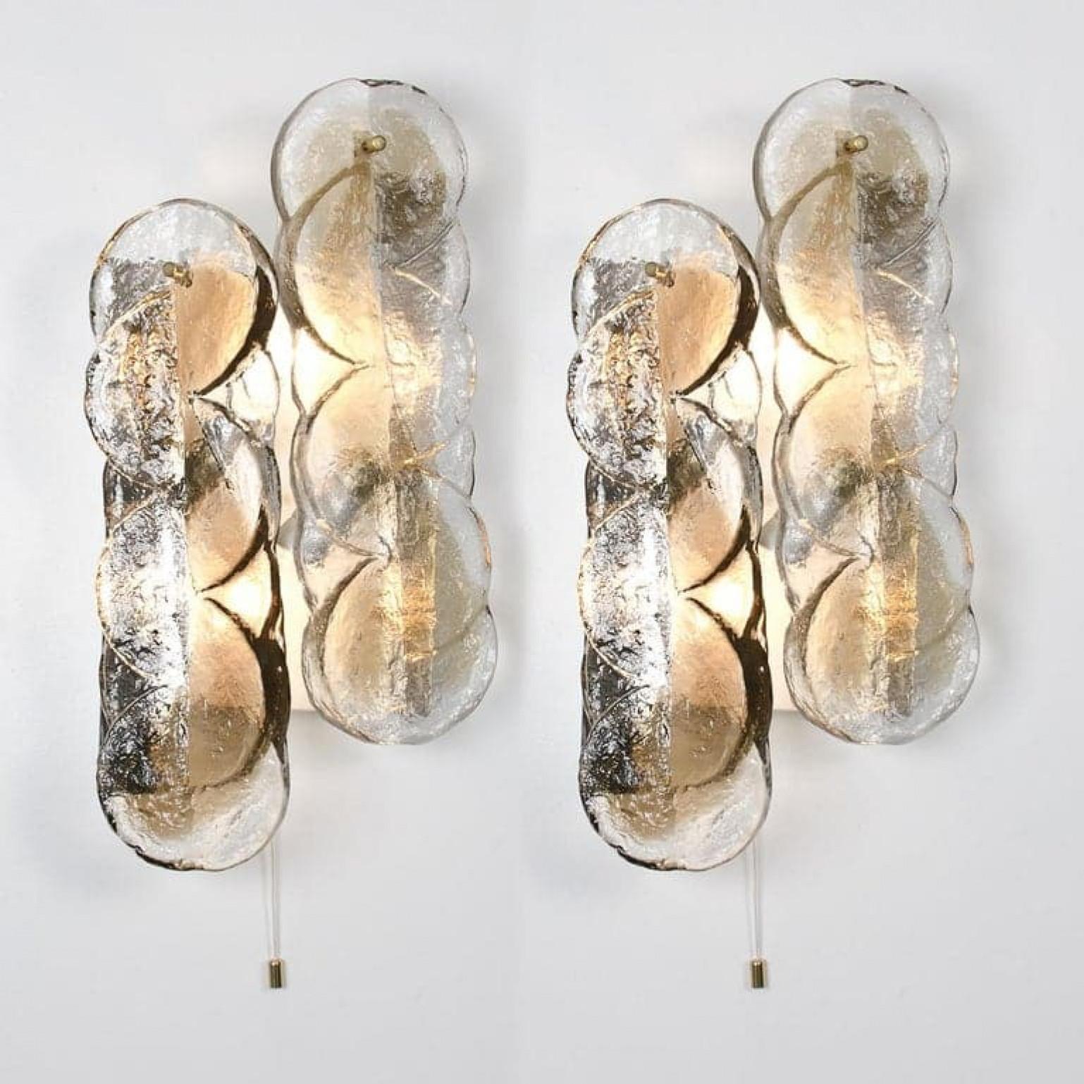 Pair of Small Kalmar Chandeliers Citrus Swirl Smoked Glass, Austria, 1960s For Sale 2