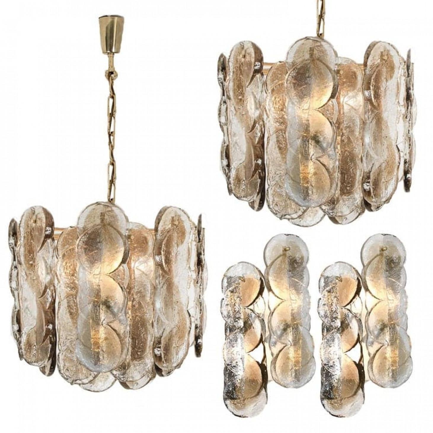 Pair of Small Kalmar Chandeliers Citrus Swirl Smoked Glass, Austria, 1960s For Sale 1