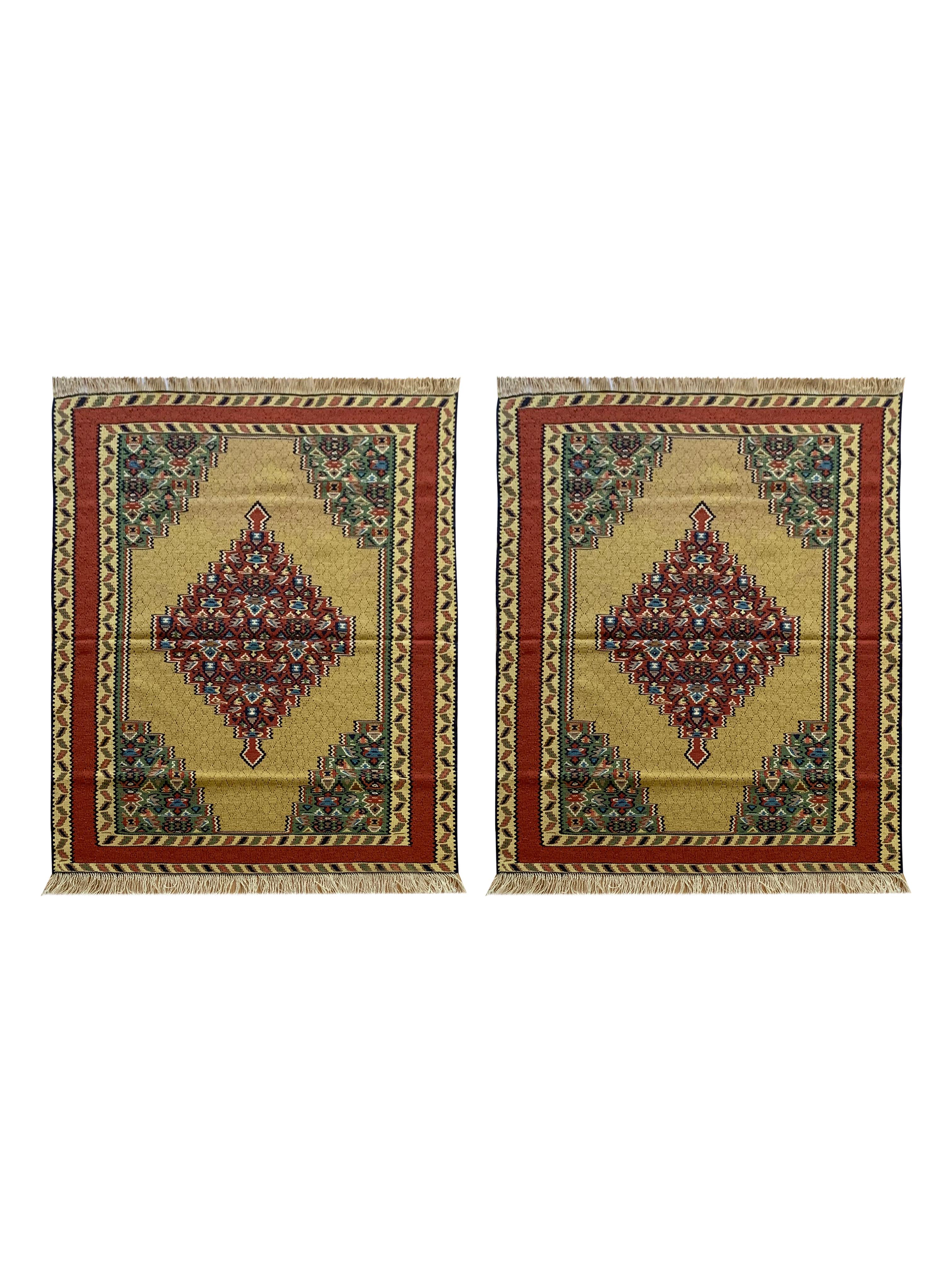 Iraqi Pair of Small Kilim Rugs Handwoven Oriental Geometric Area Rugs For Sale