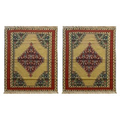 Paar kleine Kilim Teppiche Handgewebte Orientalische Geometrische Teppiche