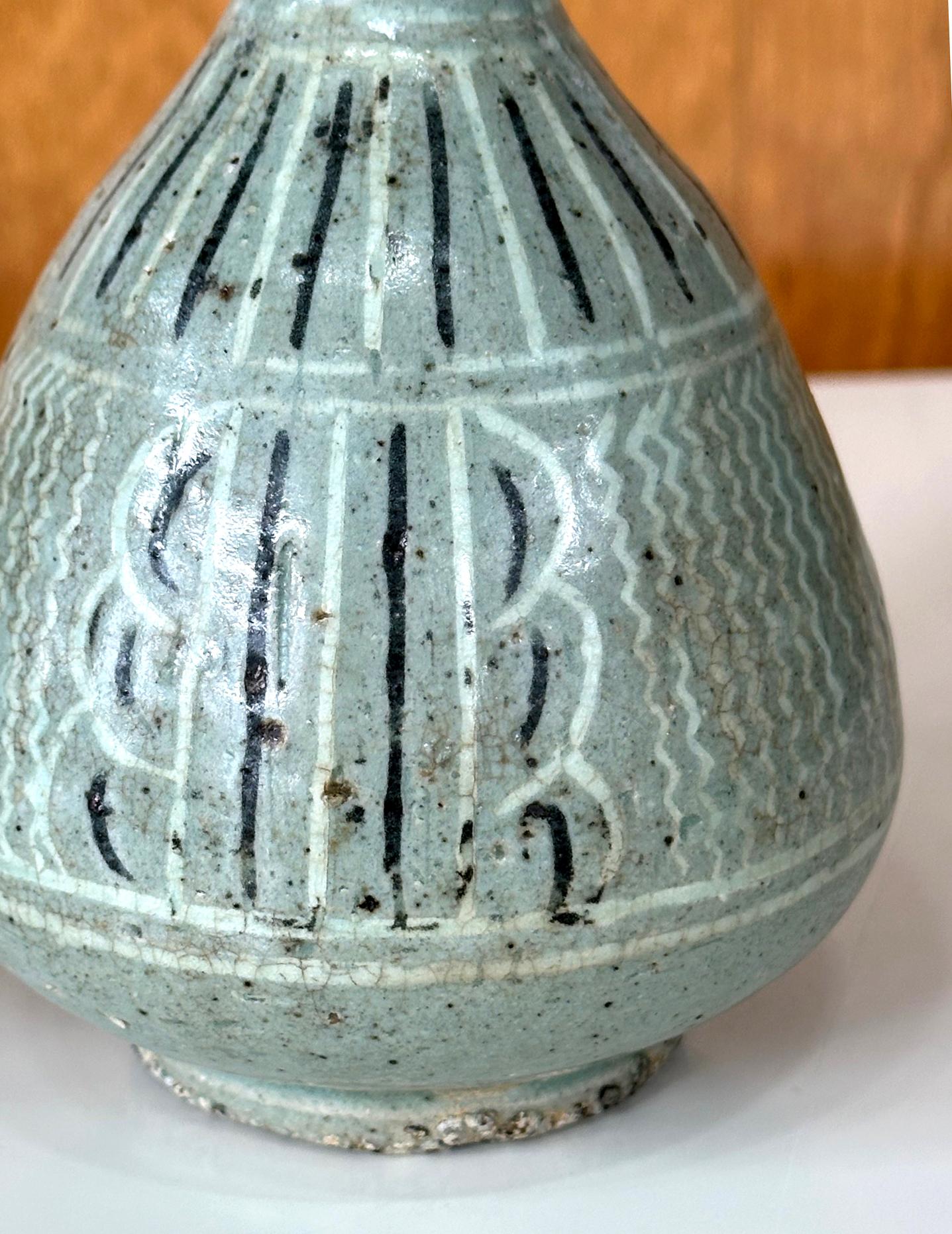 Pair of Small Korean Celadon Inlay Vases Goryeo Dynasty For Sale 4