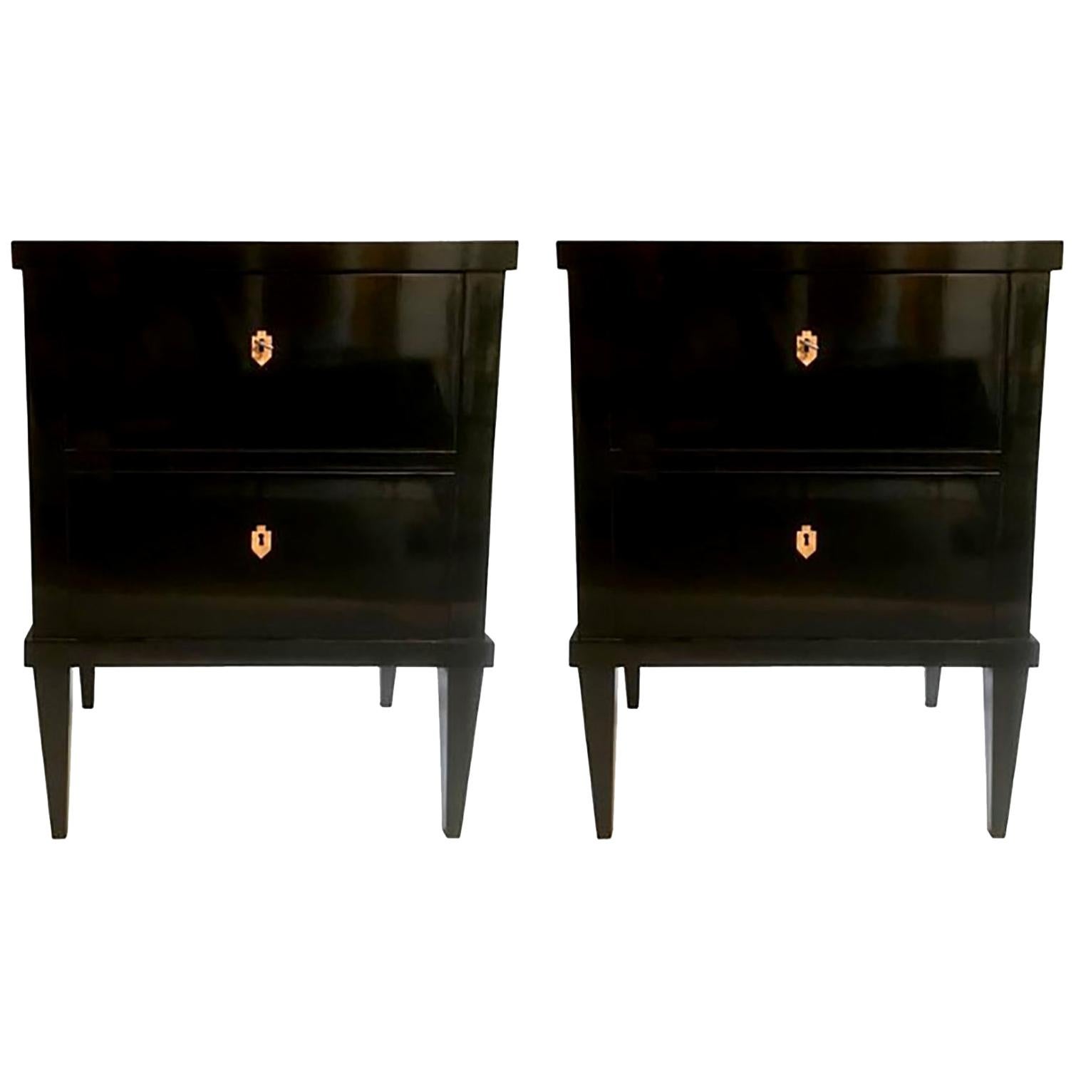 Pair of Small Lacquered Commodes or Bedside Tables Biedermeier Style