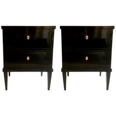 Pair of Small Lacquered Commodes or Bedside Tables Biedermeier Style