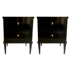 Pair of Small Lacquered Commodes or Bedside Tables Biedermeier Style
