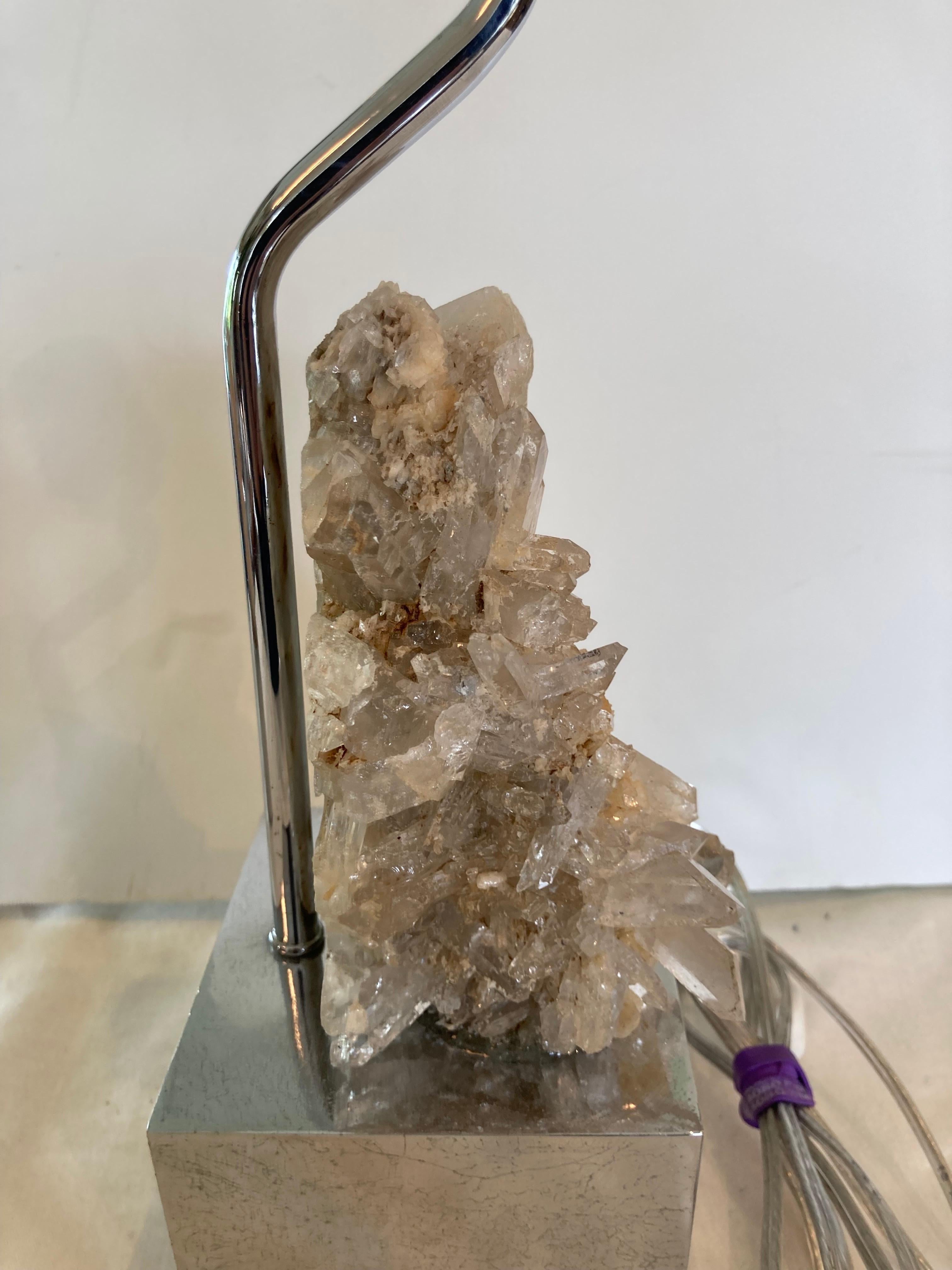 Cristal de roche Paire de petites lampes en vente