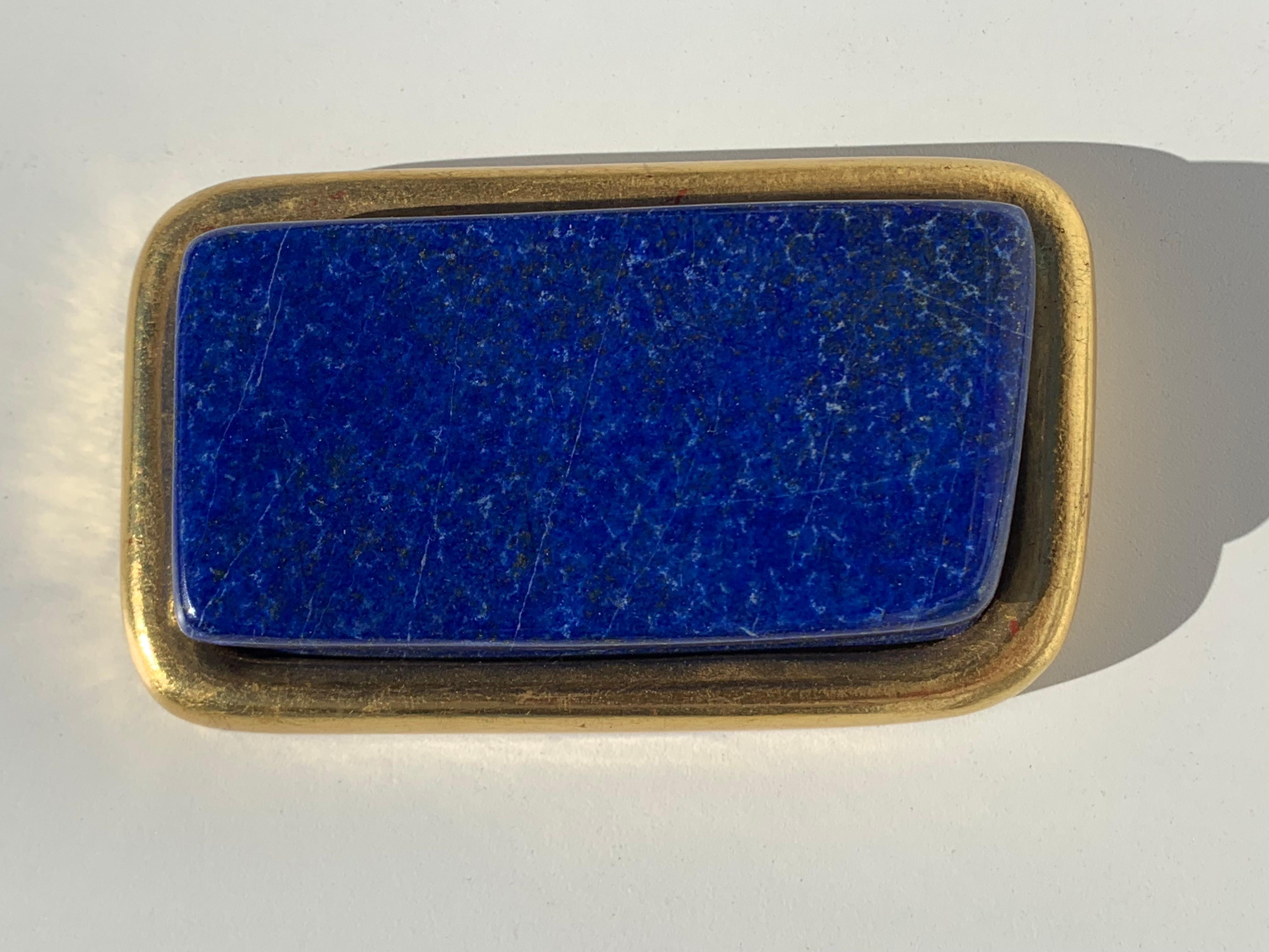Pair of Small Lapis Lazuli and Gold Paper Weights 1