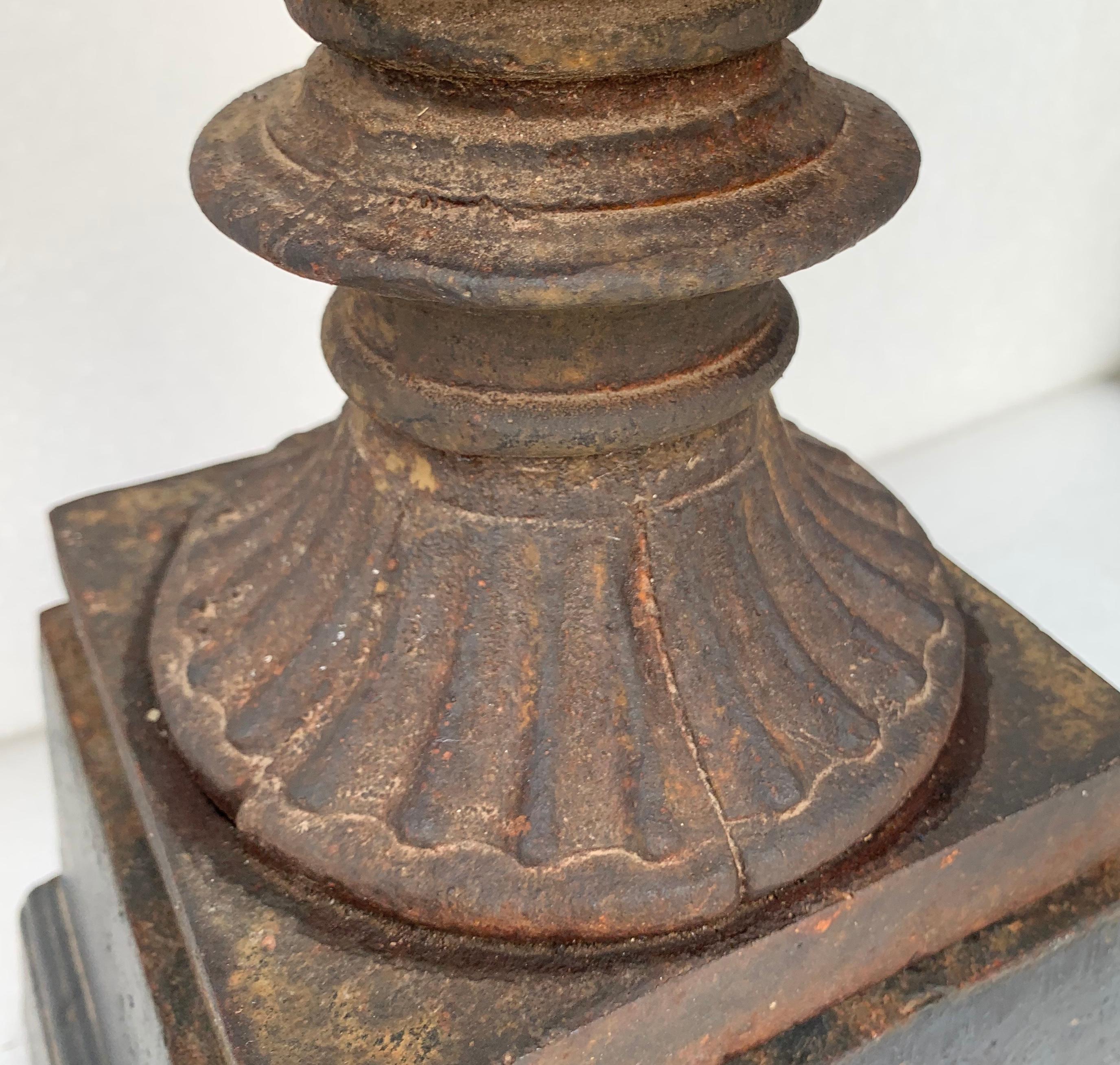 Pair Of Small Late 19th Century Cast Iron Urns On Stands 7