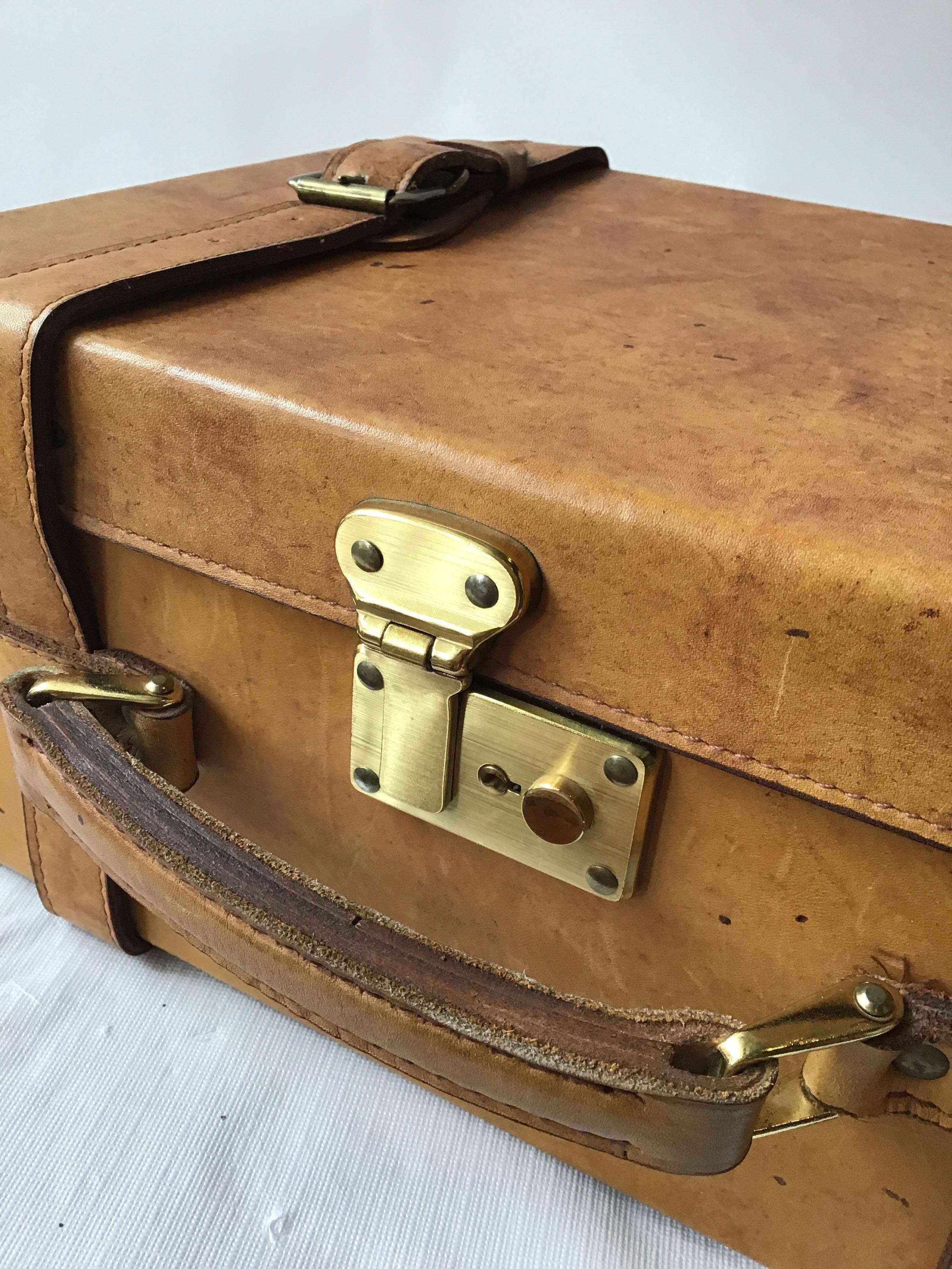 Pair of Small Leather Suitcases 6