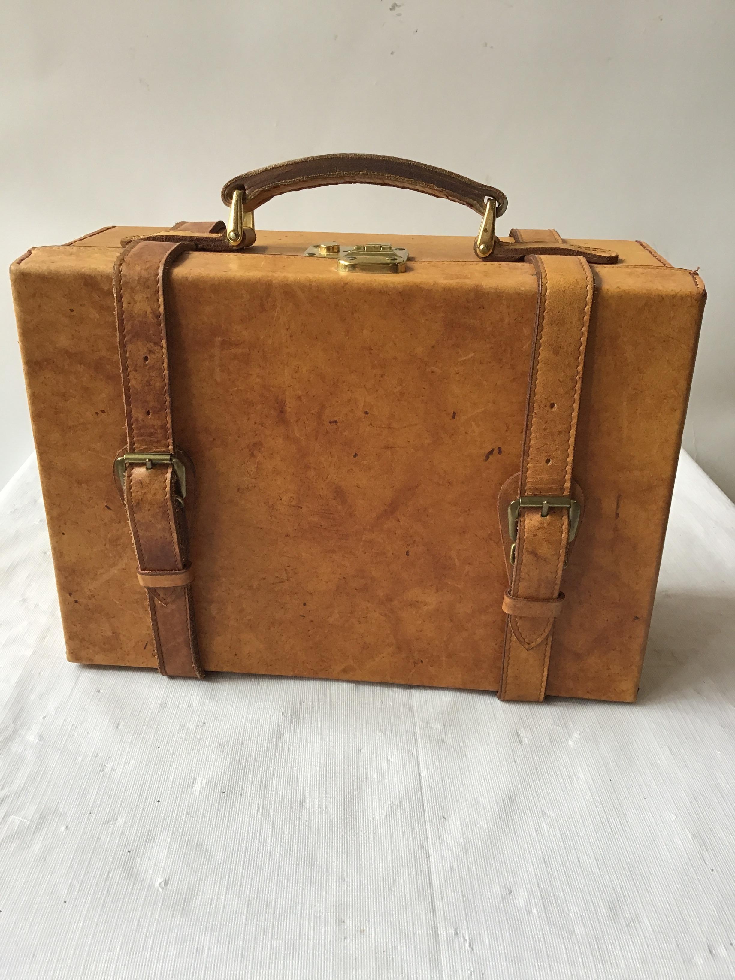 Pair of Small Leather Suitcases 3