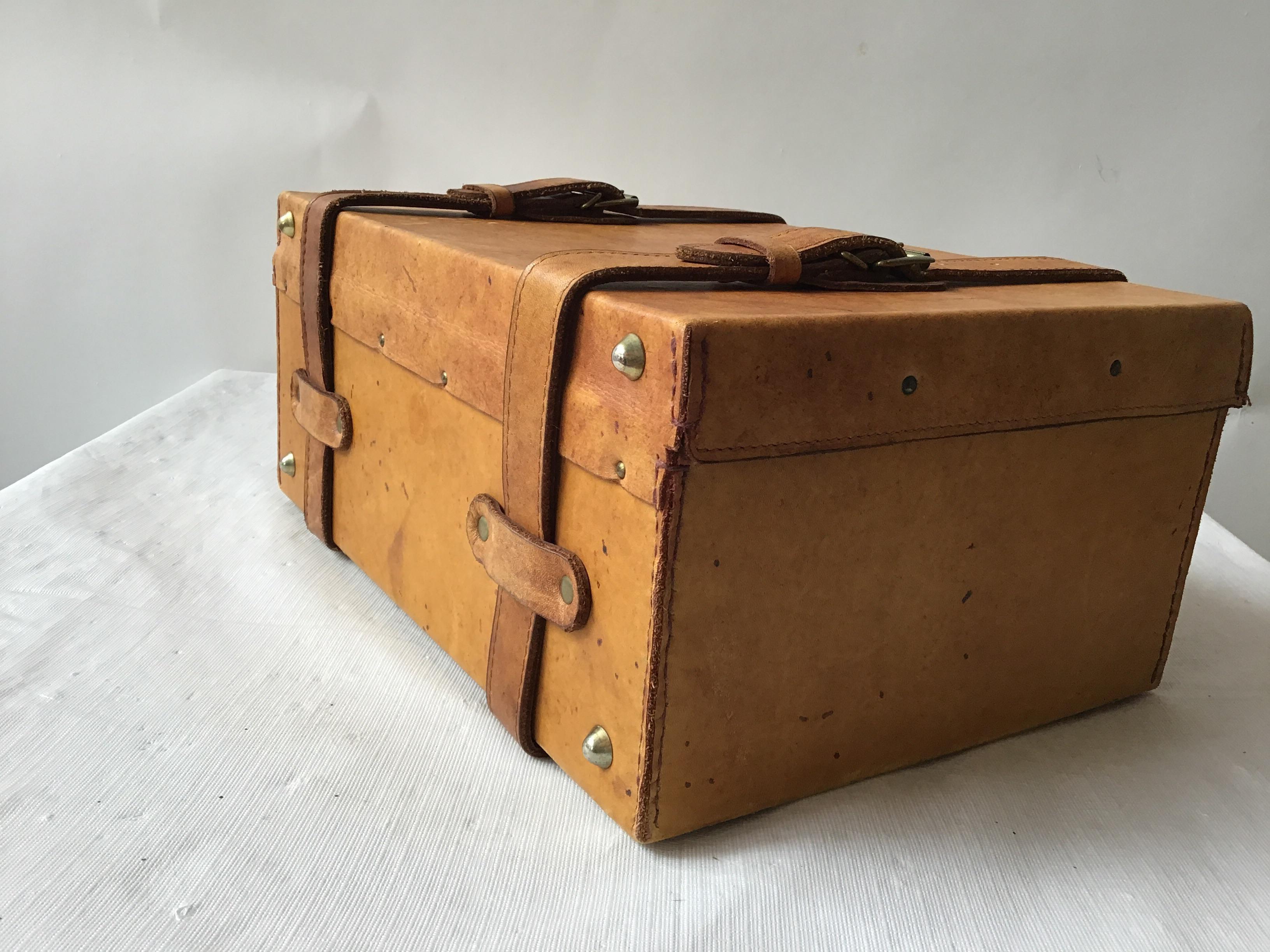 Pair of Small Leather Suitcases 4