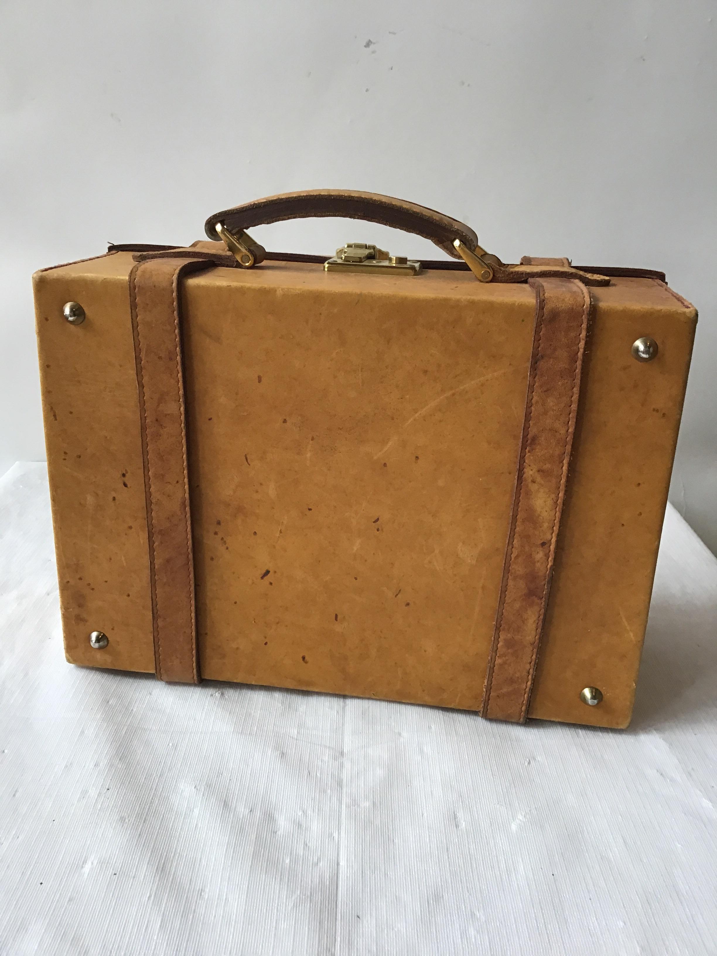 Pair of Small Leather Suitcases 5