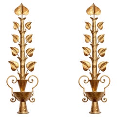Coppia di piccole lampade da parete "Liane" in oro antico di Benediko