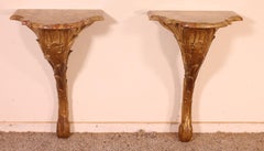 Pair of Small Louis XV Consoles from the 19th Century with Marble