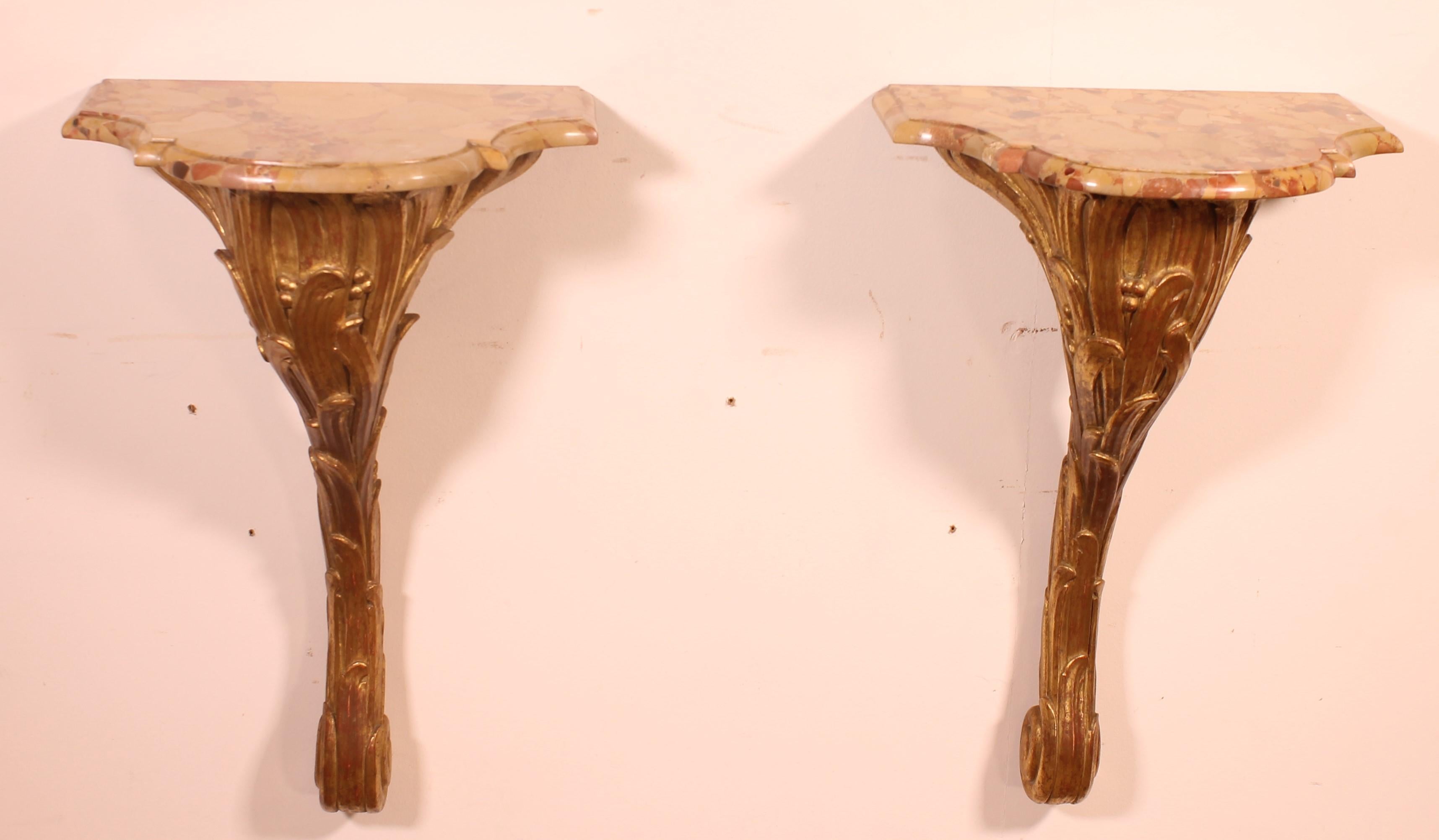 Pair of Small Louis XV Consoles from the 19th Century with Marble For Sale 1