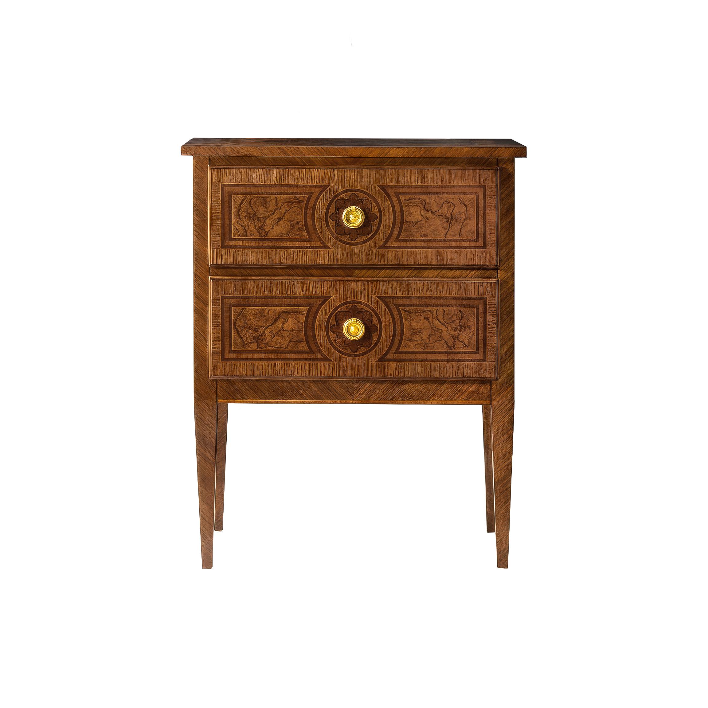 Pair of Small Louis XVI Style Burl Nightstands In New Condition For Sale In Westwood, NJ