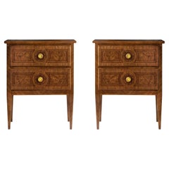Pair of Small Louis XVI Style Burl Nightstands