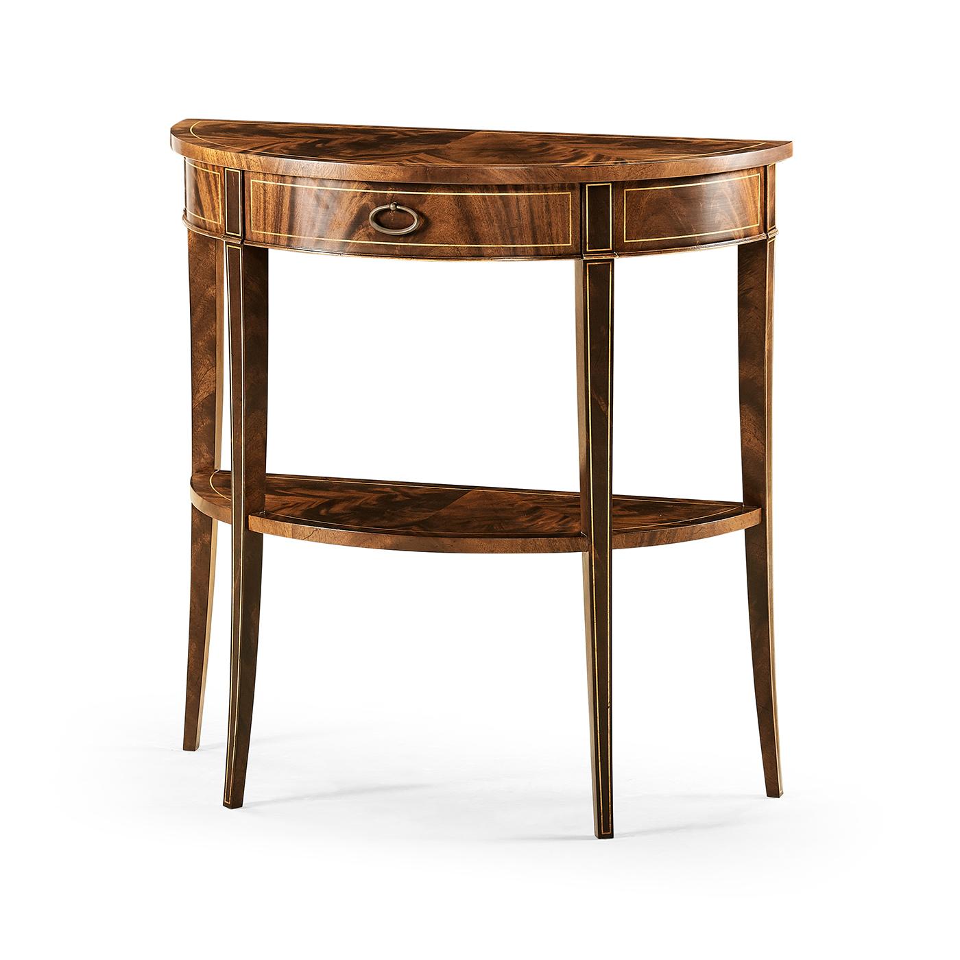 Wood Pair of Small Mahogany Console Tables For Sale