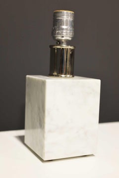 Pair of Small Marble Cube Lamps Made in Italy