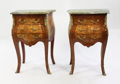 Pair of Small Marble Topped French Chest of Drawers