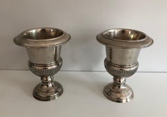 Pair of Small Medicis Style Silvered Metal Champagne Bucket, French, circa 1940