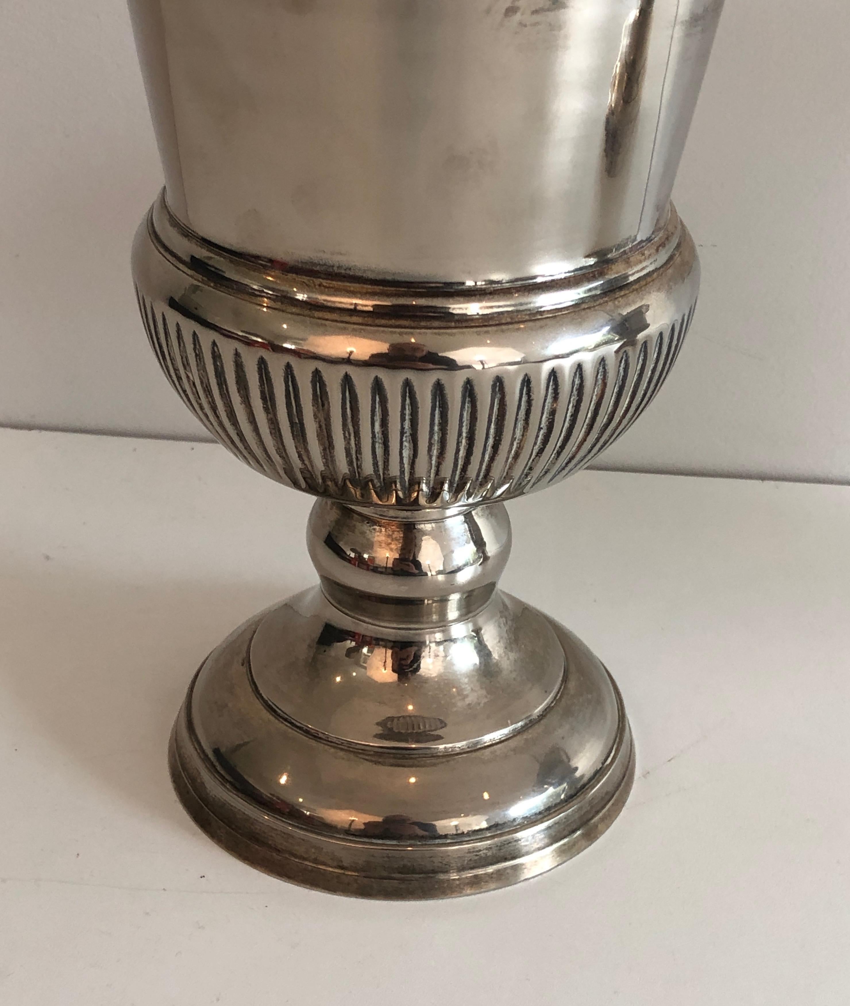 Pair of Small Medicis Style Silvered Metal Champagne Bucket, French, circa 1940 For Sale 1