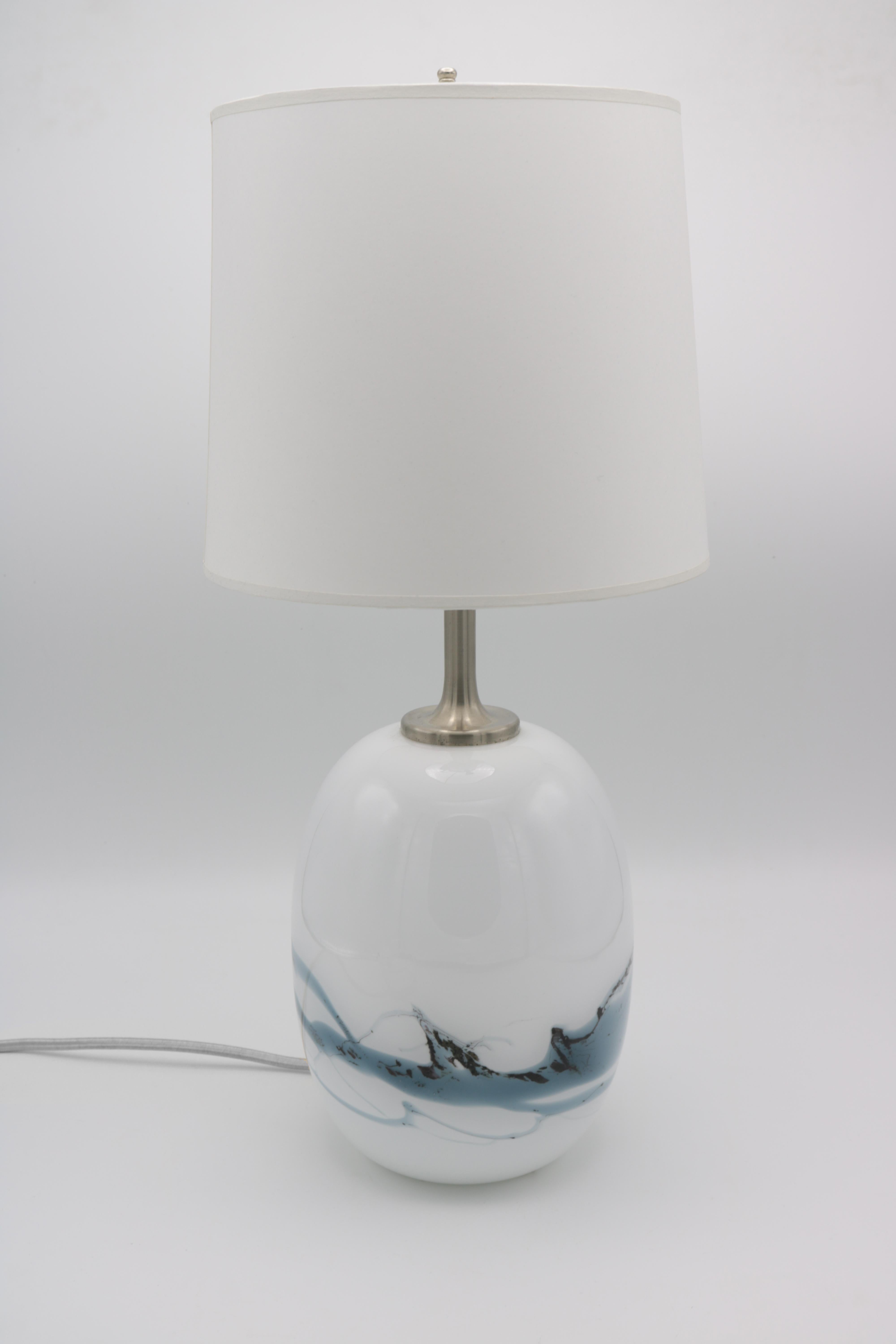 Modern Pair of Small Michael Bang Art Glass Table Lamps