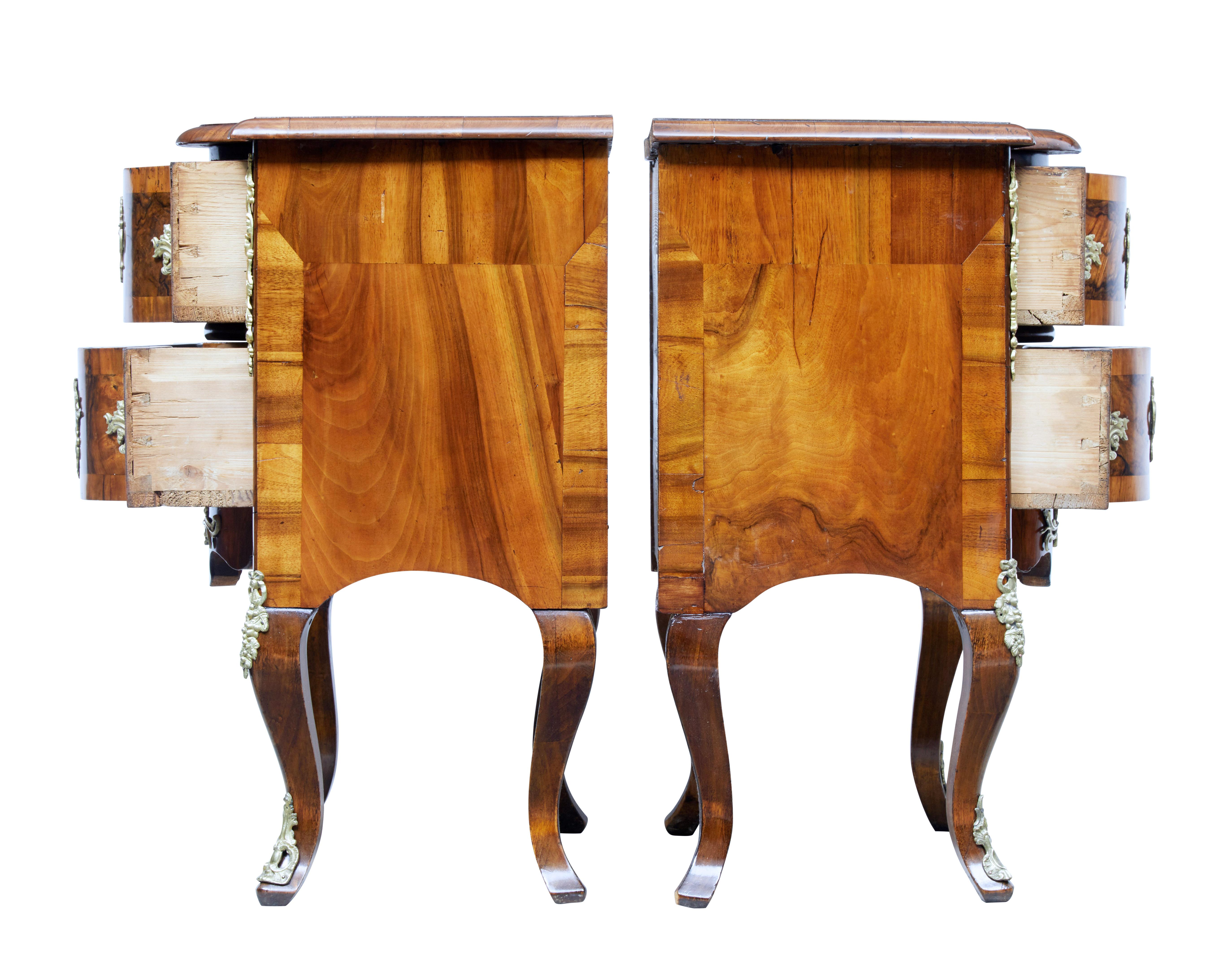 Baroque Pair of Small Mid-19th Century Continental Walnut Commodes