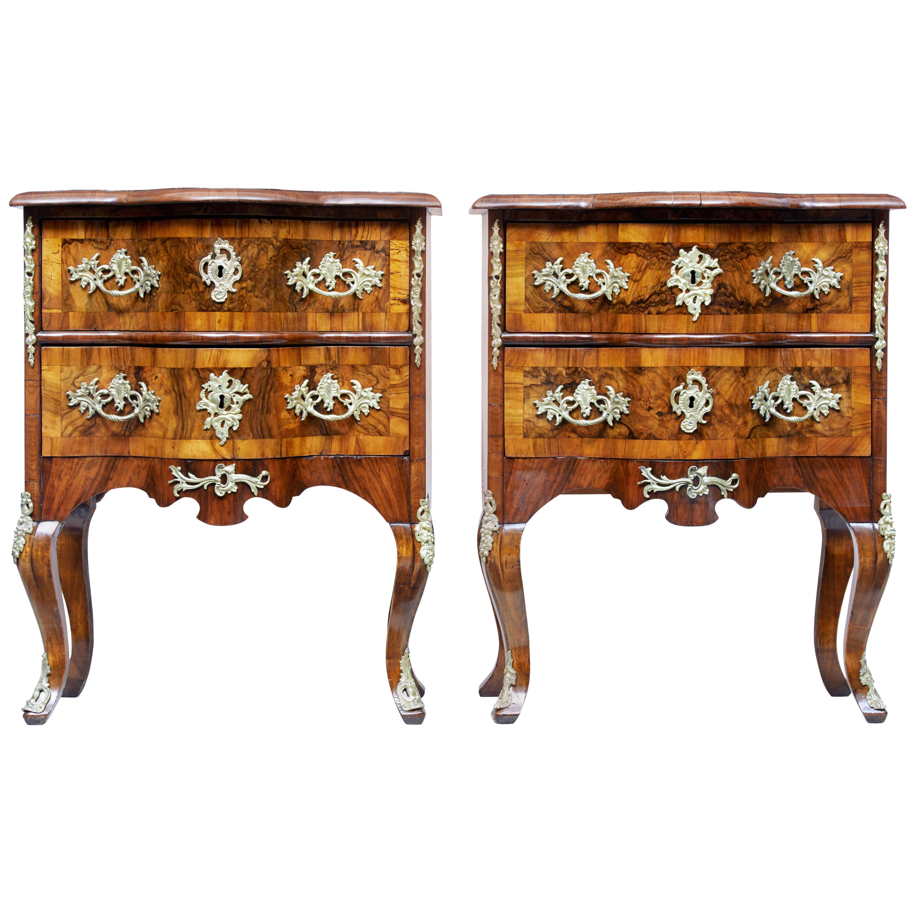 Pair of Small Mid-19th Century Continental Walnut Commodes