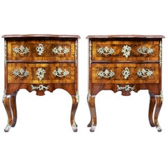 Antique Pair of Small Mid-19th Century Continental Walnut Commodes