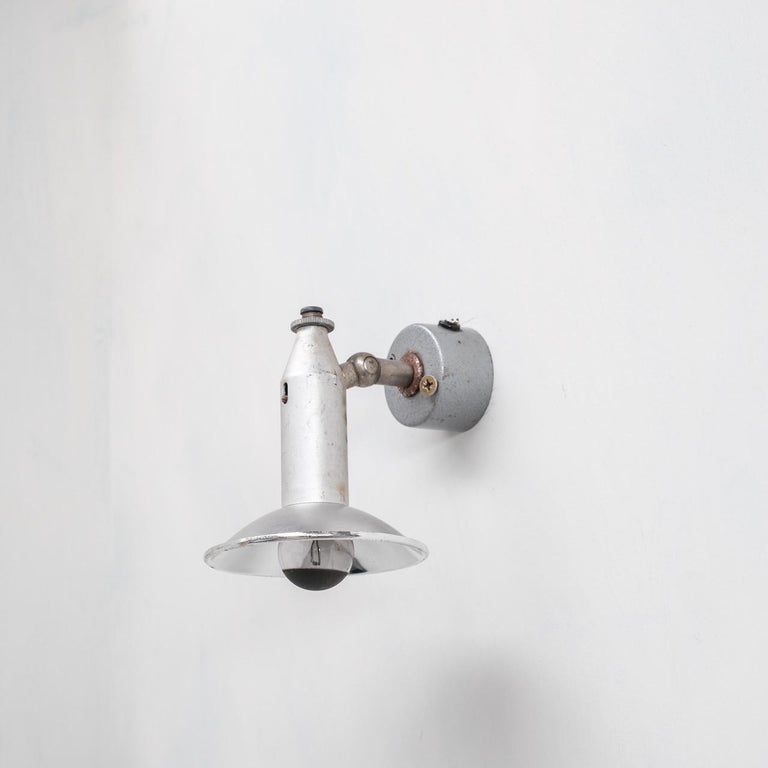 Pair of Small MidCentury Metal Wall Spot Reflector Lights For Sale at