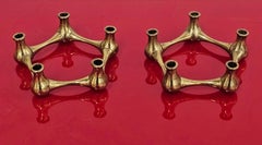 Pair of Mid Century Modern brass candle holders by Jens Quistgaard, Denmark