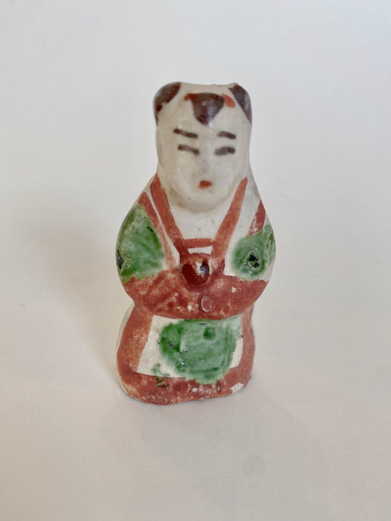 Pair of Small Ming Dynasty Pottery Figures For Sale 4