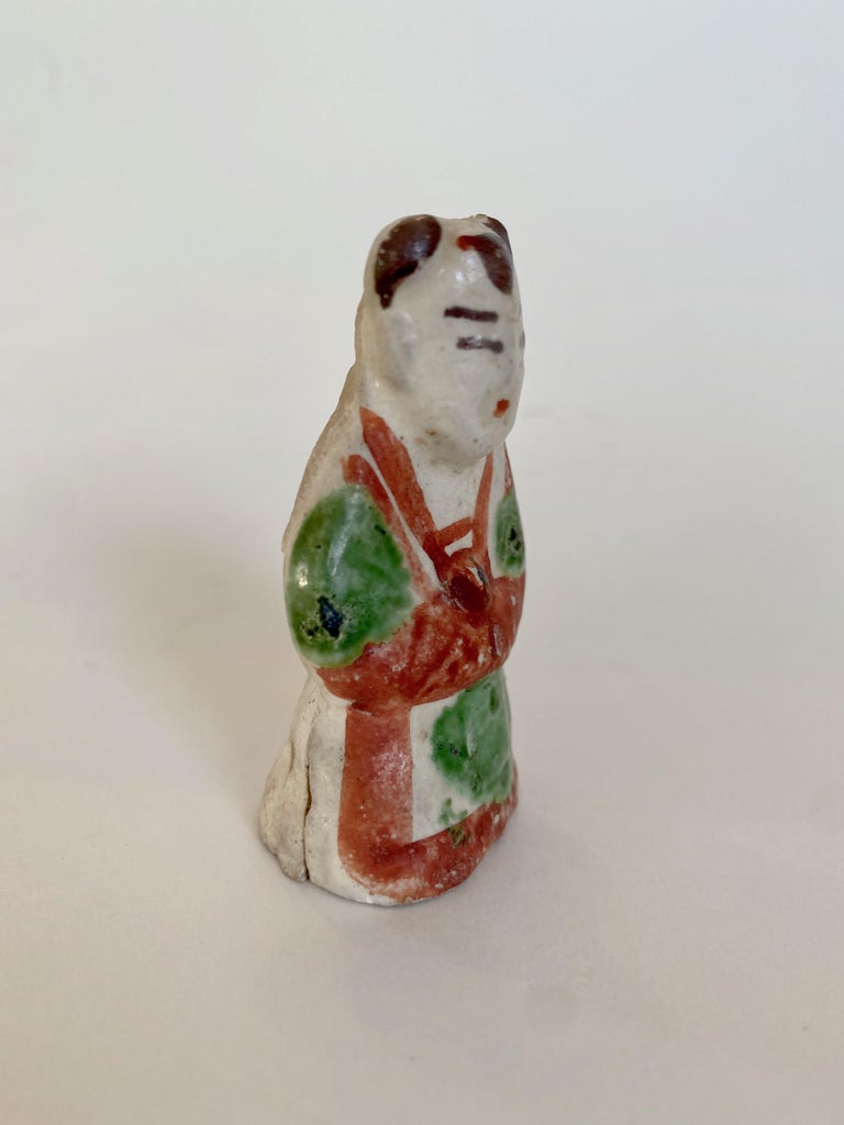 Pair of Small Ming Dynasty Pottery Figures For Sale 5