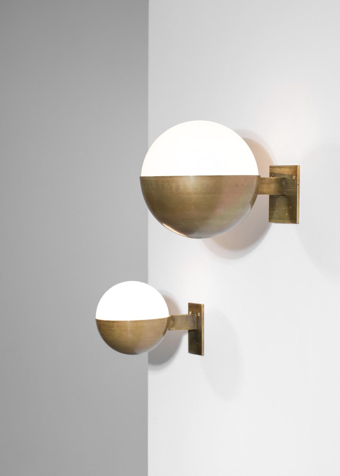 Glass Pair of Small Modern Italian Sconces 