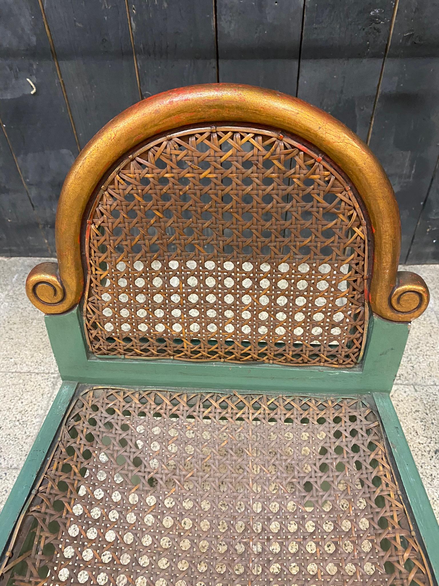 Pair of Small Modernist Chairs in Lacquered Beech and Cane, Belgium circa 1925 For Sale 6