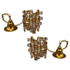 Pair of small modernist chandeliers by Palme & Walter, Palwa, Germany circa 1960