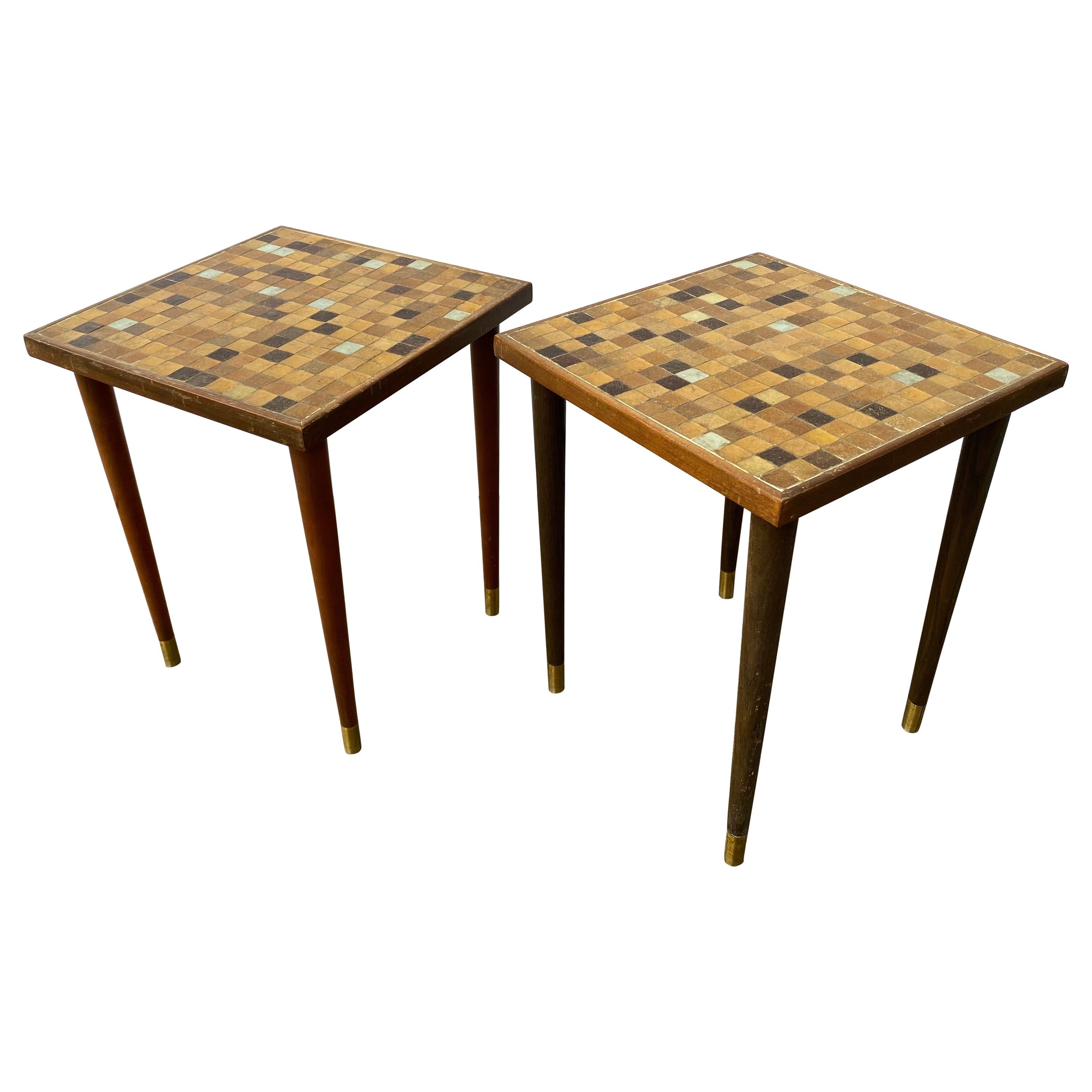 Pair of Small Murano Glass Topped Tile Tables